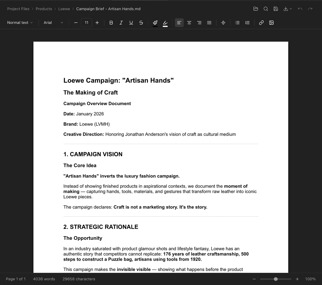 Campaign Strategy document in Flik